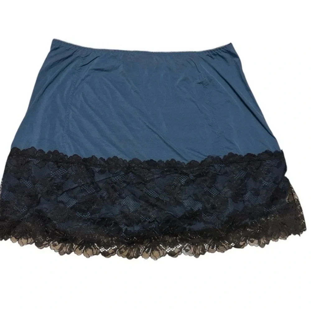 NWT Free People Intimately Party Crashers Half Slip Navy Black Lace Sz S